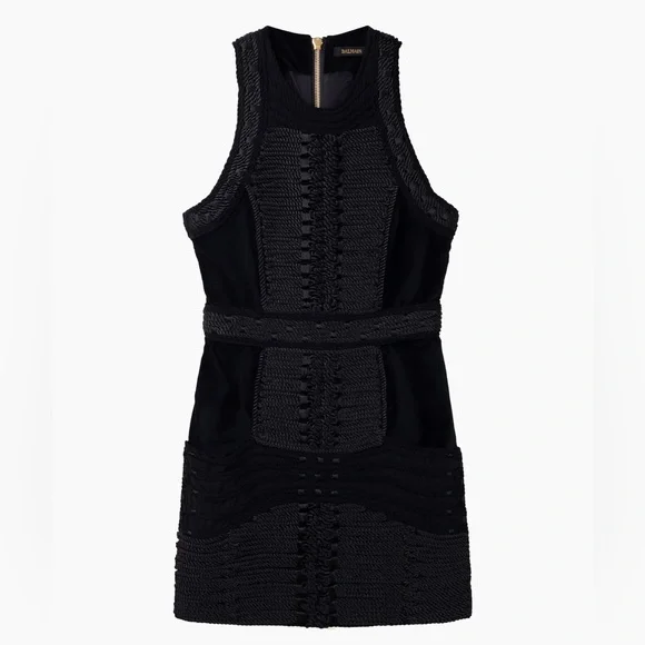 green emerald velvet dress Balmain Fringe Tweed Mini Dress Blue